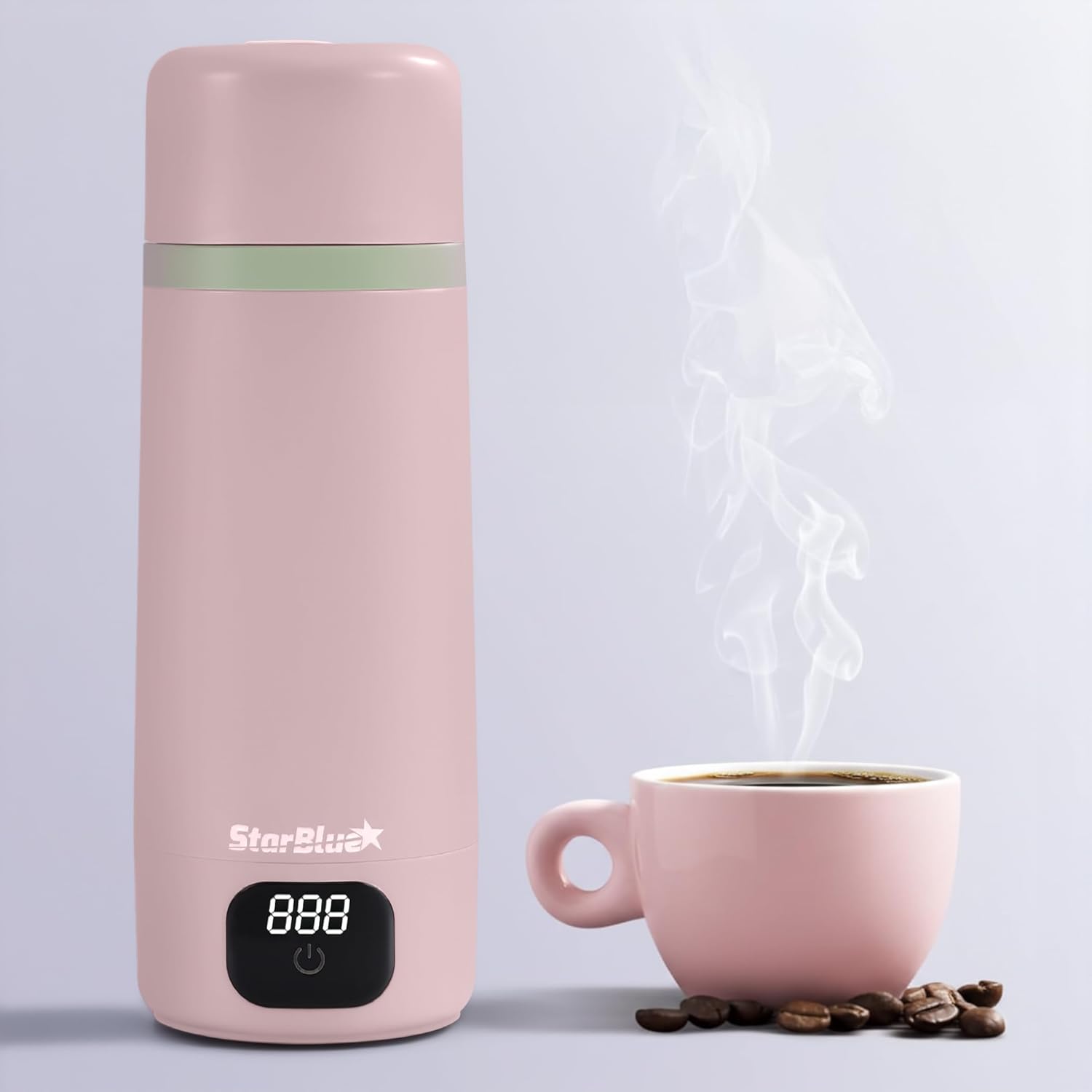 StarBlue Portable Travel Kettle Pink, 350ml, Water Kettle Electric with Global Voltage, 6 Temperature Modes, ℃/℉ Switchable Display, Compact Water Boiler for Home and Office 100-240V 50-60Hz 250-300W