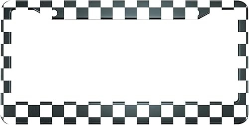 HOSNYE Marco de placa de matrícula con bandera de carrera, tablero de ajedrez, tablero vintage, cubierta de placa de metal para placas frontales,