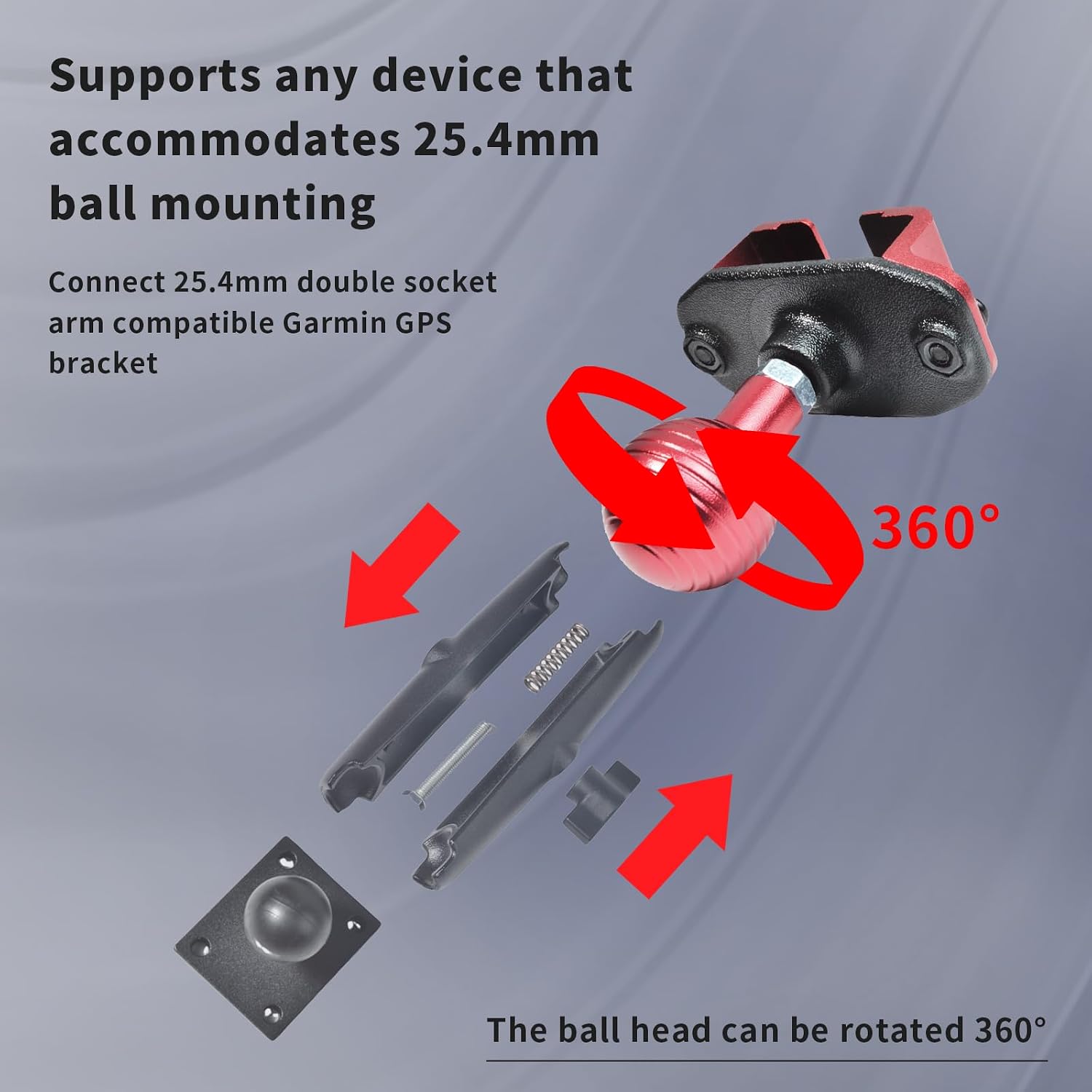 HYS 3-in-1 Radio Mic Holder 25mm Ball Belt Clip Knob for RAM Mount B Size