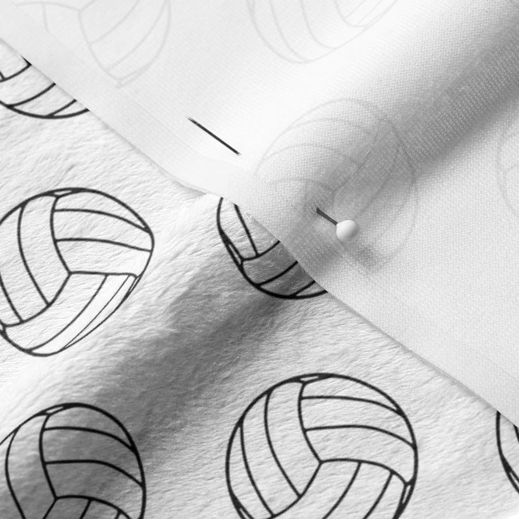 Spoonflower Fabric - Black White Volleyballs Sports Volley Volleyball Balls Team Power Printed on Minky Fabric by The Yard - Sewing Baby Blankets Quilt Backing Plush