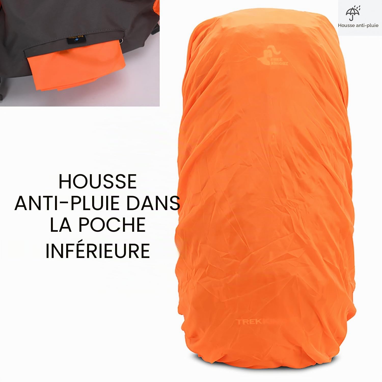 Bseash Sac à dos de randonnée 60L imperméable avec housse de pluie pour escalade camping voyage