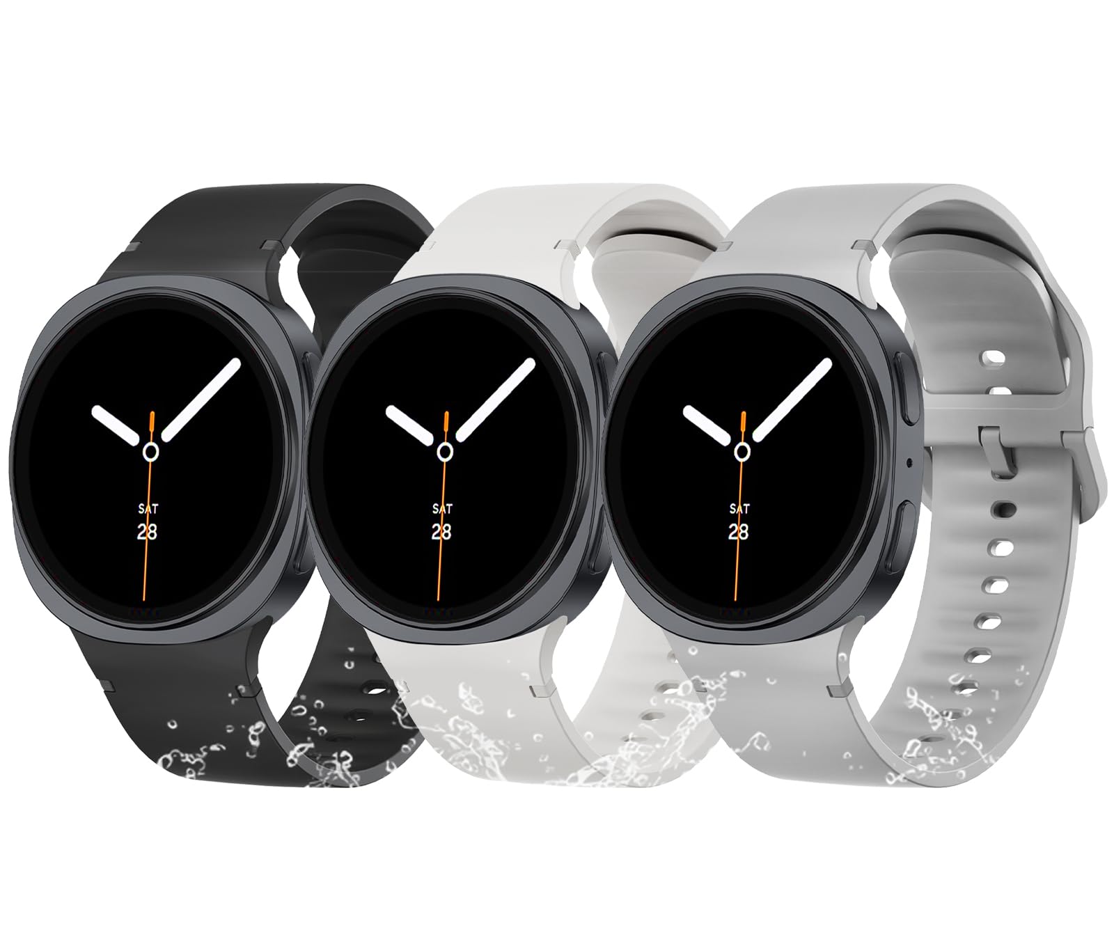 ZXgomg 3 Pack Strap Compatible for Samsung Galaxy Watch 8/8 Classic band,No Gap One Click Soft Silicone Replacement Strap for Galaxy Watch 8 40 44mm/8 Classic 46mm Men Women