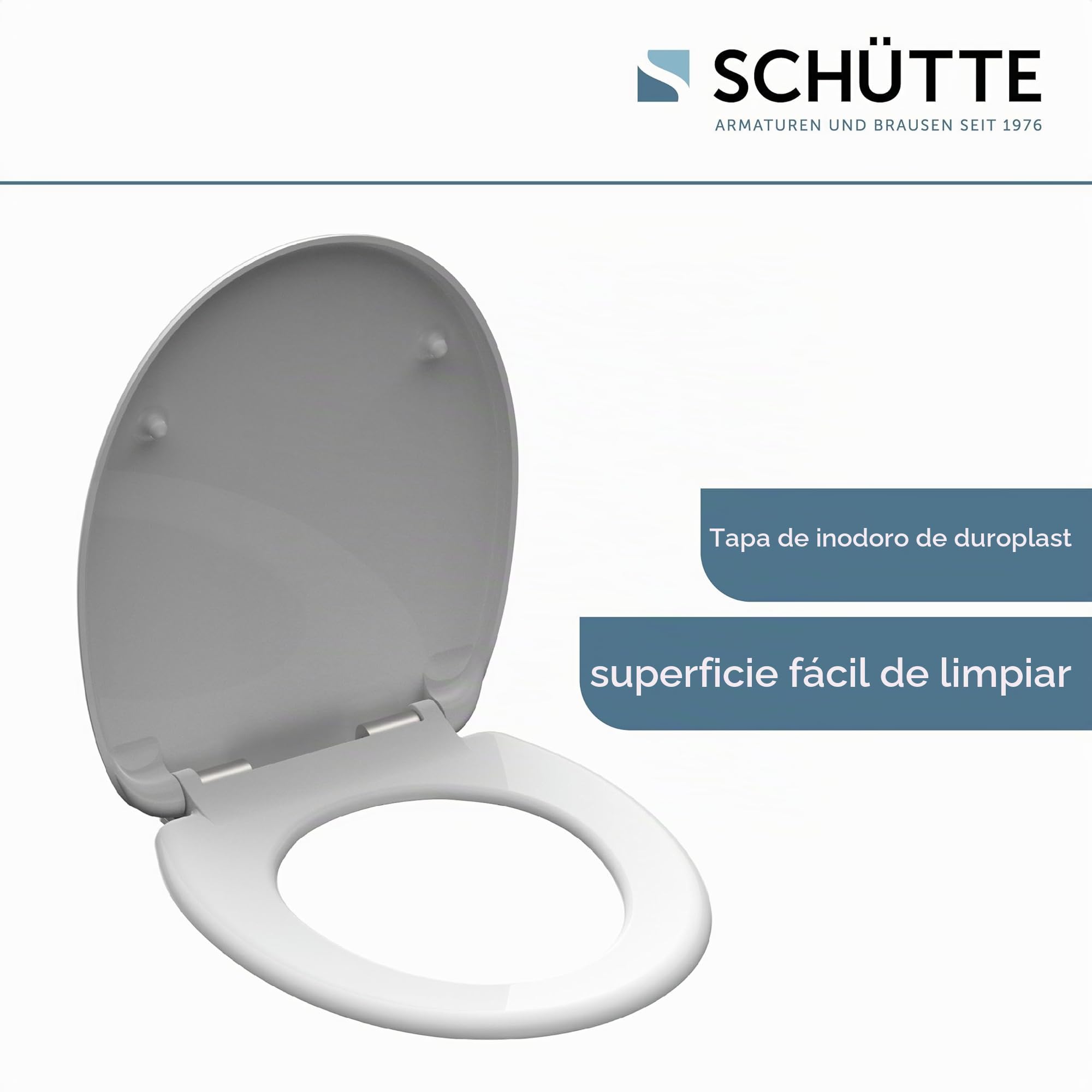 SCHÜTTE - Asiento de inodoro con suave cierre metálico, inodoro lid Made of Shatterproof Duroplast, Innovative DIY Assembly, Toilet Lid and Seat Maximum Load 150 kg, blanco