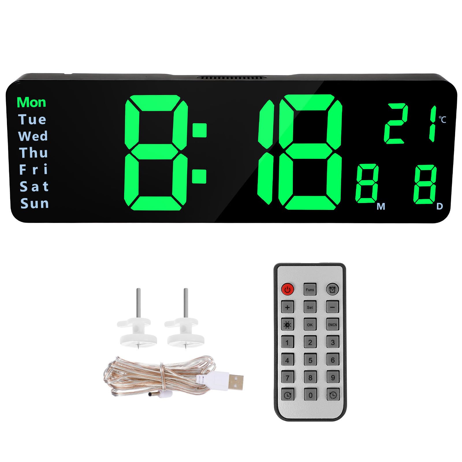 Digitale LED Wanduhr mit Temperaturanzeige, Fernbedienung, Tischbetrieb