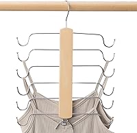 Vista 9 de 4 soportes de madera para cinturones, colgador multifuncional para cinturón de madera con 8 ganchos de metal, organizador de perchas de madera