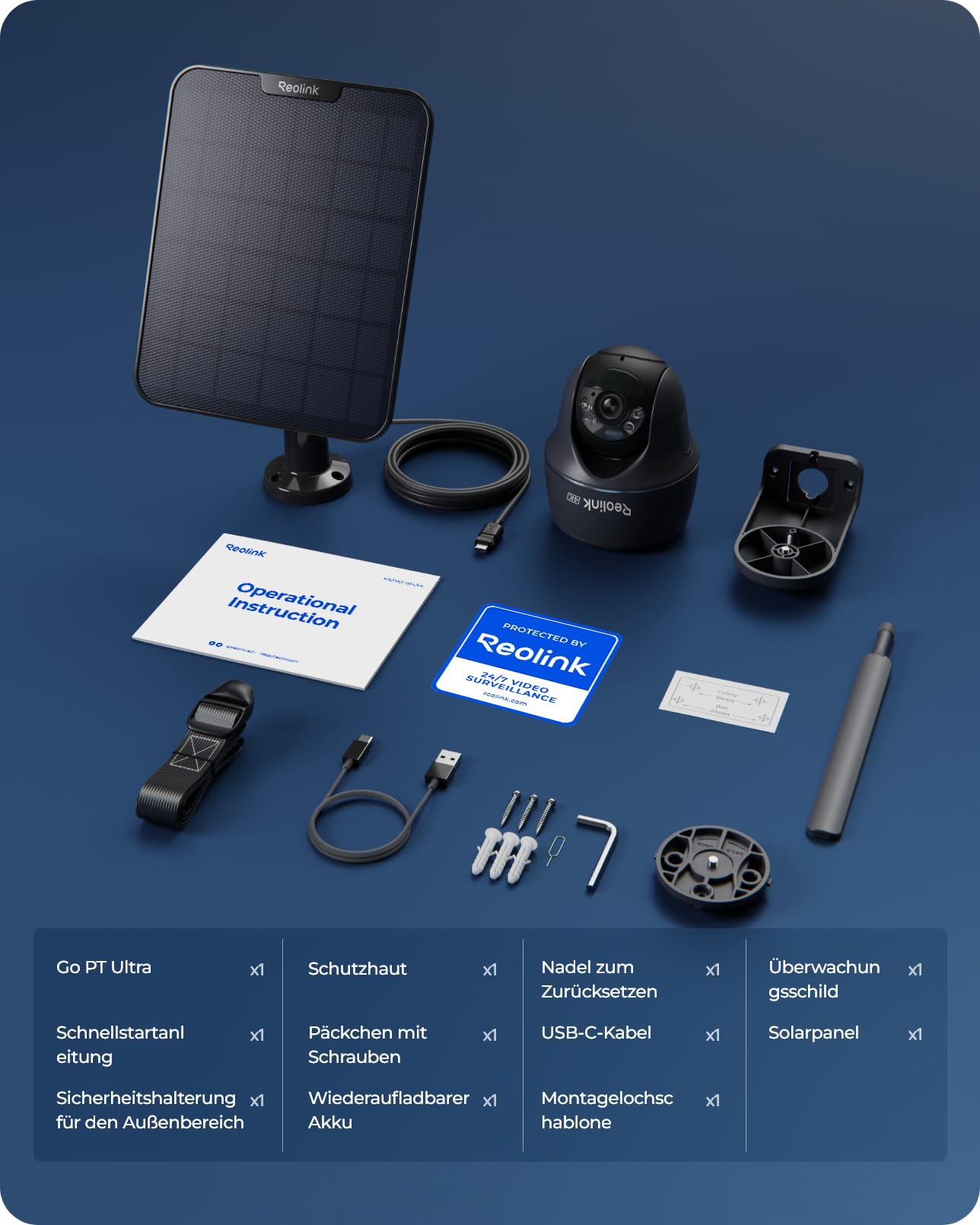 Reolink 4K 3G/4G LTE Überwachungskamera mit SIM Karte, Lokaler Speicher | 360° PT Auto-Tracking, Solar Kamera Outdoor mit 8MP Farbnachtsicht, KI Erkennung, Go PT Ultra(Grau)+6W Solarpanel