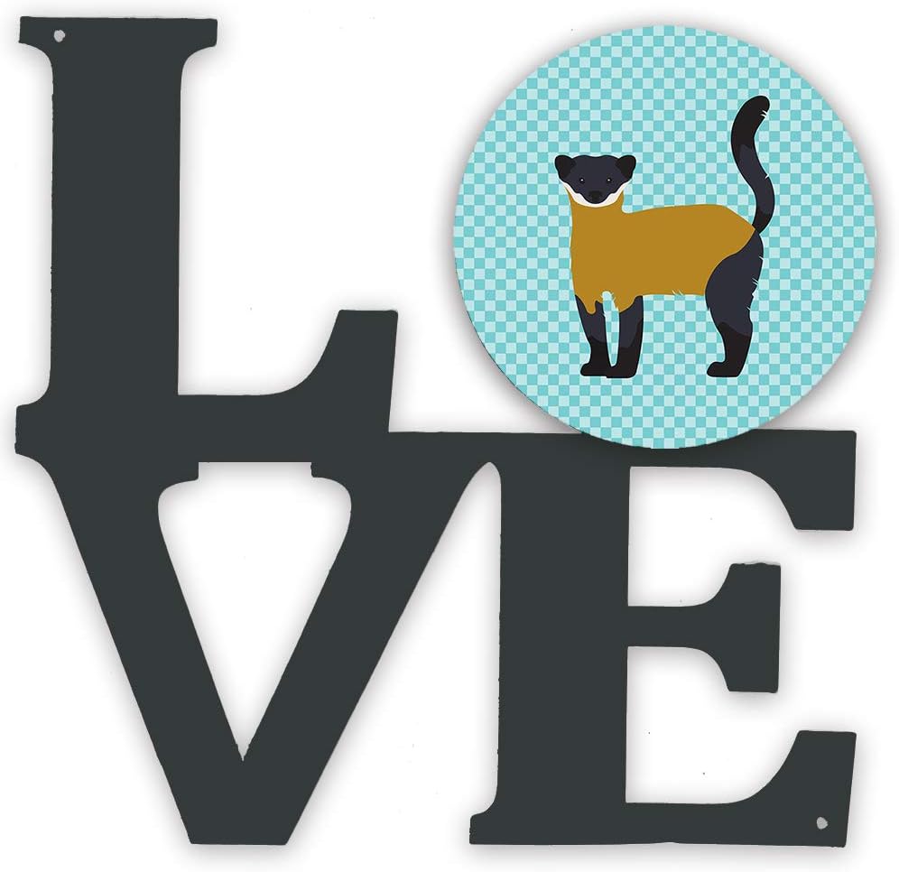 Caroline's Treasures BB8048WALV Yellow-Throated Marten Blue Check Metal Wall Artwork Love Indoor Outdoor Art Decor Patio, Bathroom, Kitchen Colorful Aluminum and Black Steel Sculpture