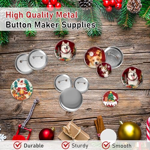 100 Sets 2.28 Inch Button Maker Supplies 58mm Button Making Supplies Blank Button Pins Metal Round Badge Button Parts Making Kit for Button Maker Machine with Metal Cover,Metal Back Pin Cover