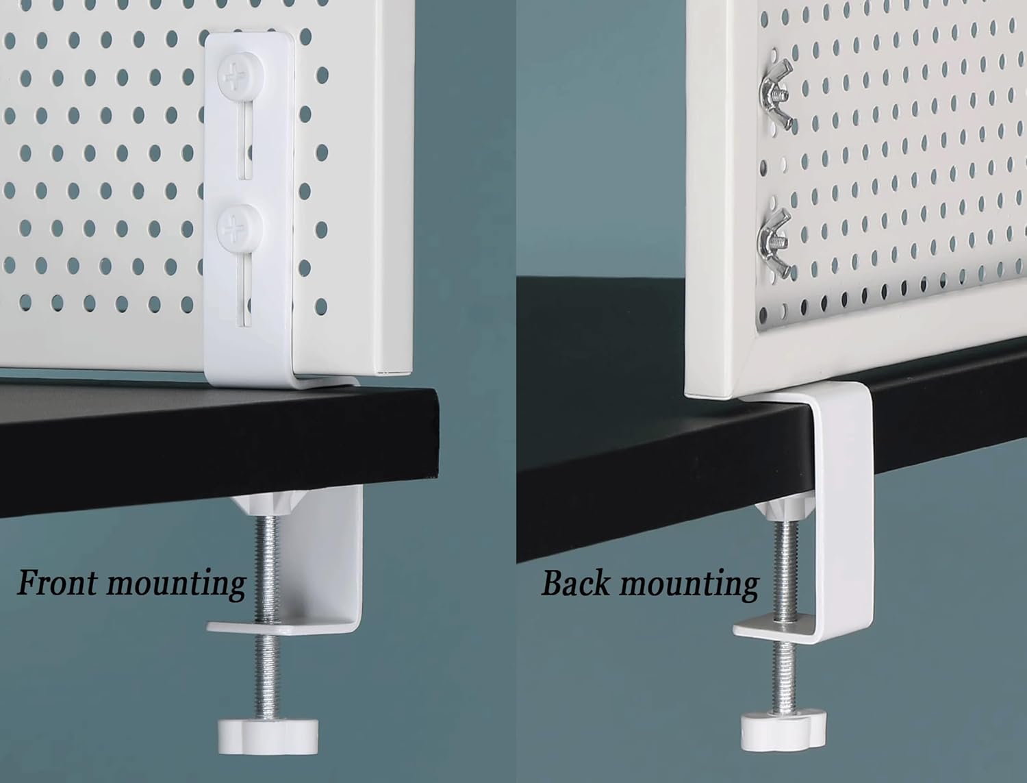 Desk Clamp 2Pcs, Pegboard Fixing Bracket, Office Game Home Desktop Accessories, Pegboard Organizer Metal Bracket (White)
