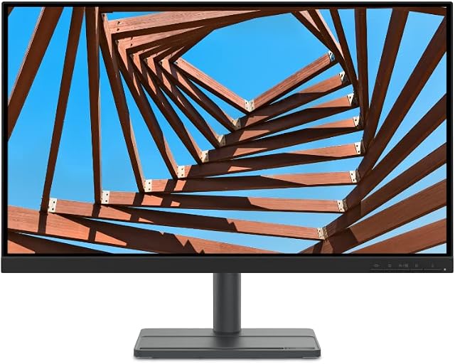 Lenovo L27e-30 27 Inch Full HD (1080p) Monitor (IPS Panel, 75Hz, 4ms, HDMI, VGA, AMD FreeSync, Phone Holder) - Tilt Stand, Raven Black