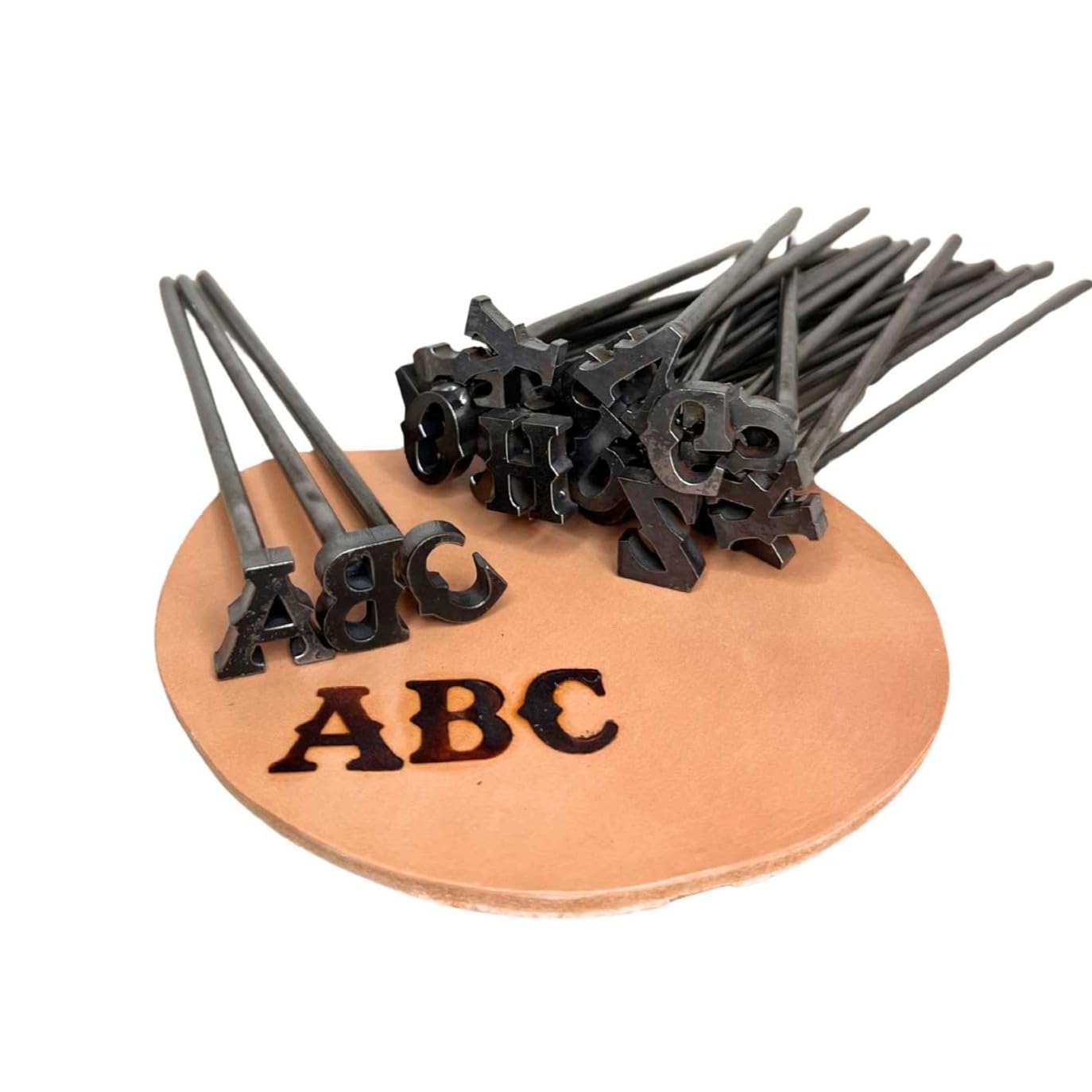 The Heritage Forge 3/4" Alphabet Mini Steel Branding Irons Kit for Hats, Wood Burning, DIY Beginner Adult Crafts Bullet Points