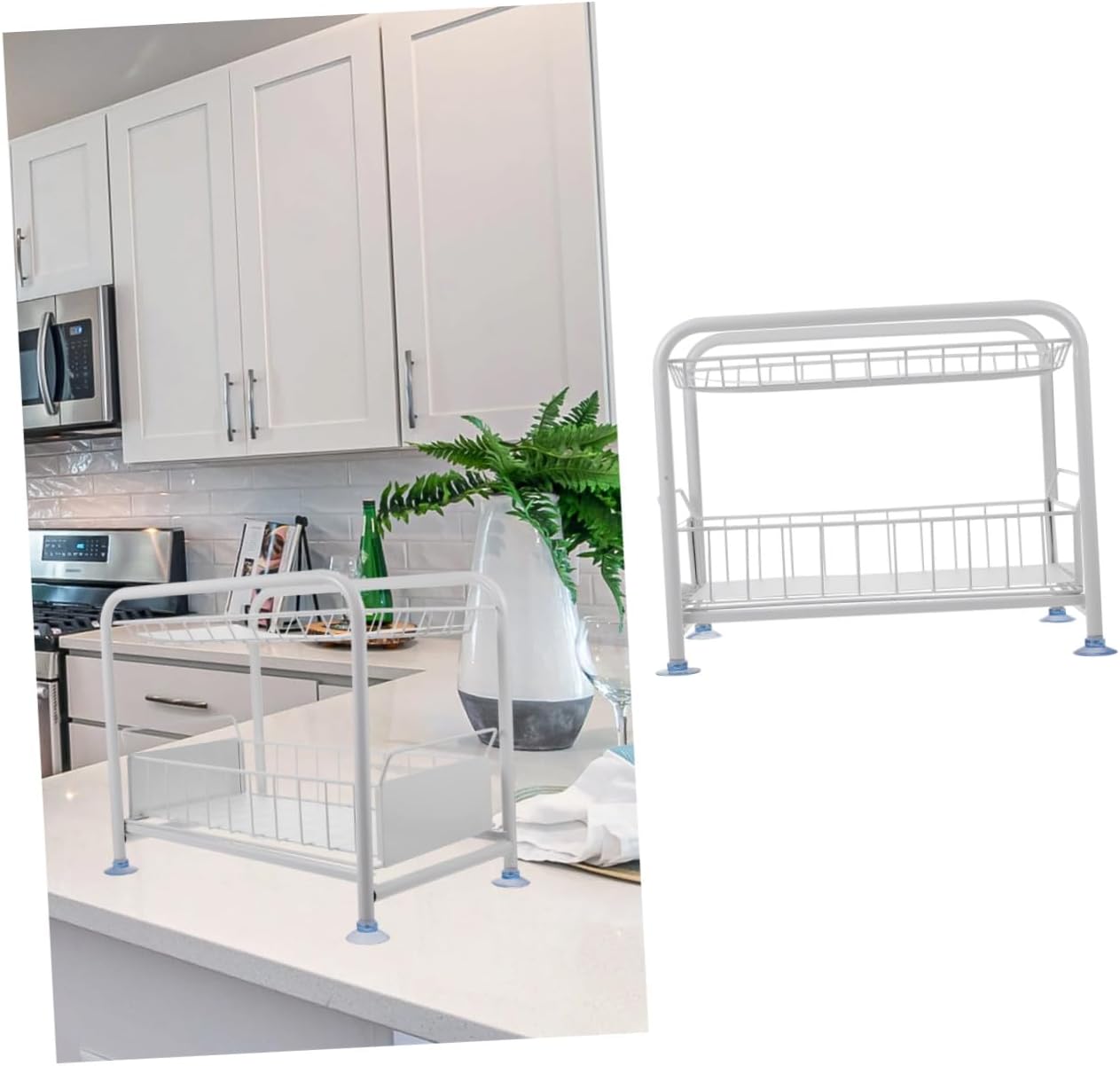 Under Sink Storage Rack with Pull Out Kitchen Organizer for Easy Access and Improved Space for Cabinets and Bathrooms