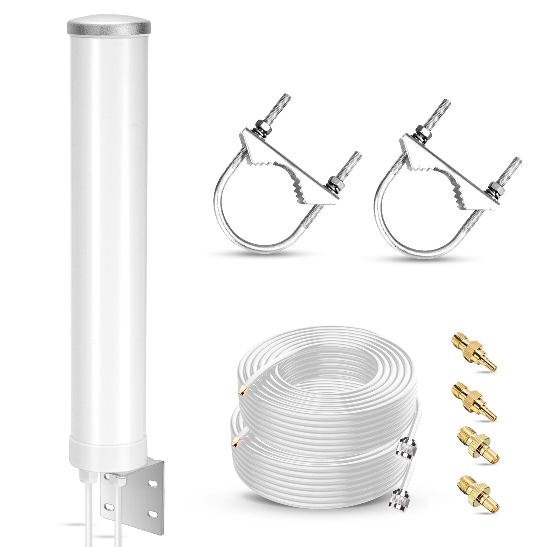 Nelawya 4G LTE 5G Antenna Outdoor 12dBi External MIMO Omnidirectional 698-3800MHz Antenna Compatible with 4G LTE 5G Router M1 MR1100 Modem, TS9 SMA CRC9 Adapter, Up to 15 km Long Distance Signal 5GCPT
