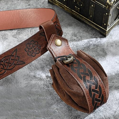 Jiahuade Medieval Faux Leather Bag, Medieval Belt Bag, Medieval Belt with Faux Leather Bag, Viking Belt Leather - Image 4