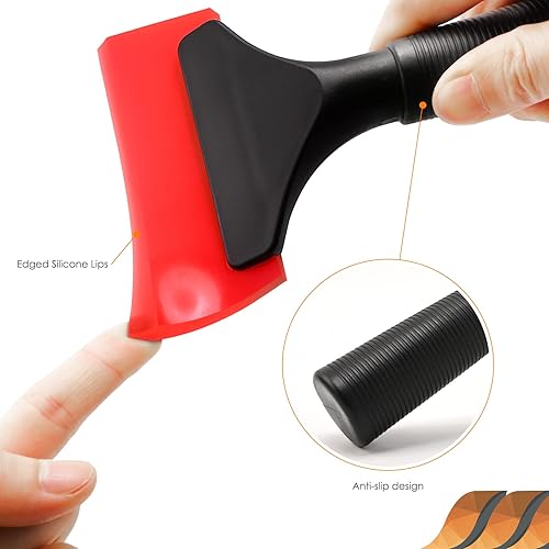 Miniatura 2 de EHDIS Escobilla de goma pequeña de 5 pulgadas para automóvil, vidrio, espejo, ducha, automóvil, ventanas, color rojo (rojo, 2)