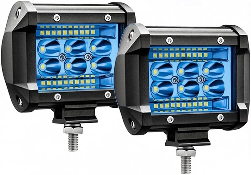Faróis auxiliares LED azuis LIGHTBOSS de 4 polegadas, 12 V, 60 W e 6.000 lm – Par