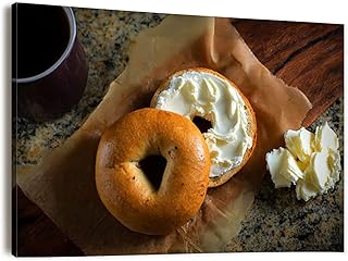 Canvas Wall Art Prints Picture Bagel Cream Cheese Framed Large Size Artwork Wall Painting Home Decor for Living Room Bedroom Ready to Hang 24"x36"