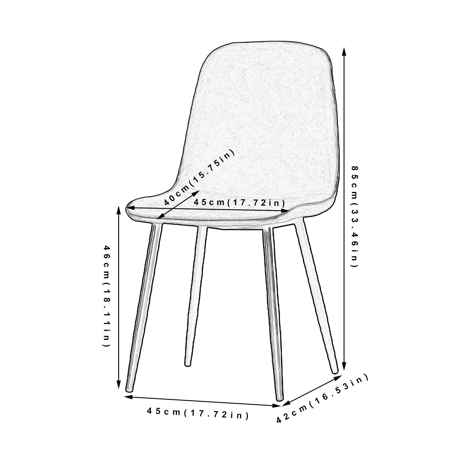 SJIALEN Dining Chair,Home Negotiate Office Desk Backrest Chair for Kitchen Bedroom Living Room Black Legs Reception Chairs Kitchen Chair (Color : Gray), Grey