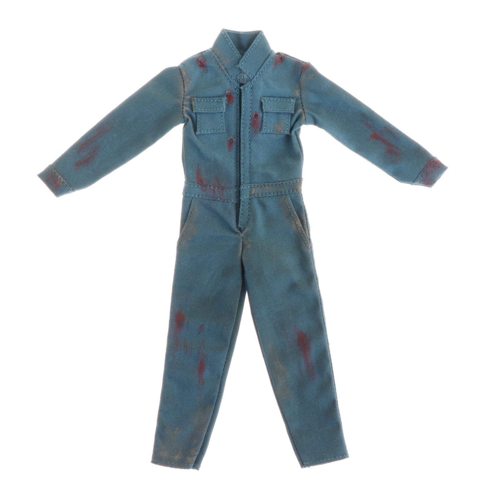 Colcolo Actionfigur Kleidung Set Männerfigur Puppenkleidung Jumpsuit Outfits Stoff Handgenäht Einfach Anzuziehen für DIY Projekte Sammelleidenschaft, Blau Grün