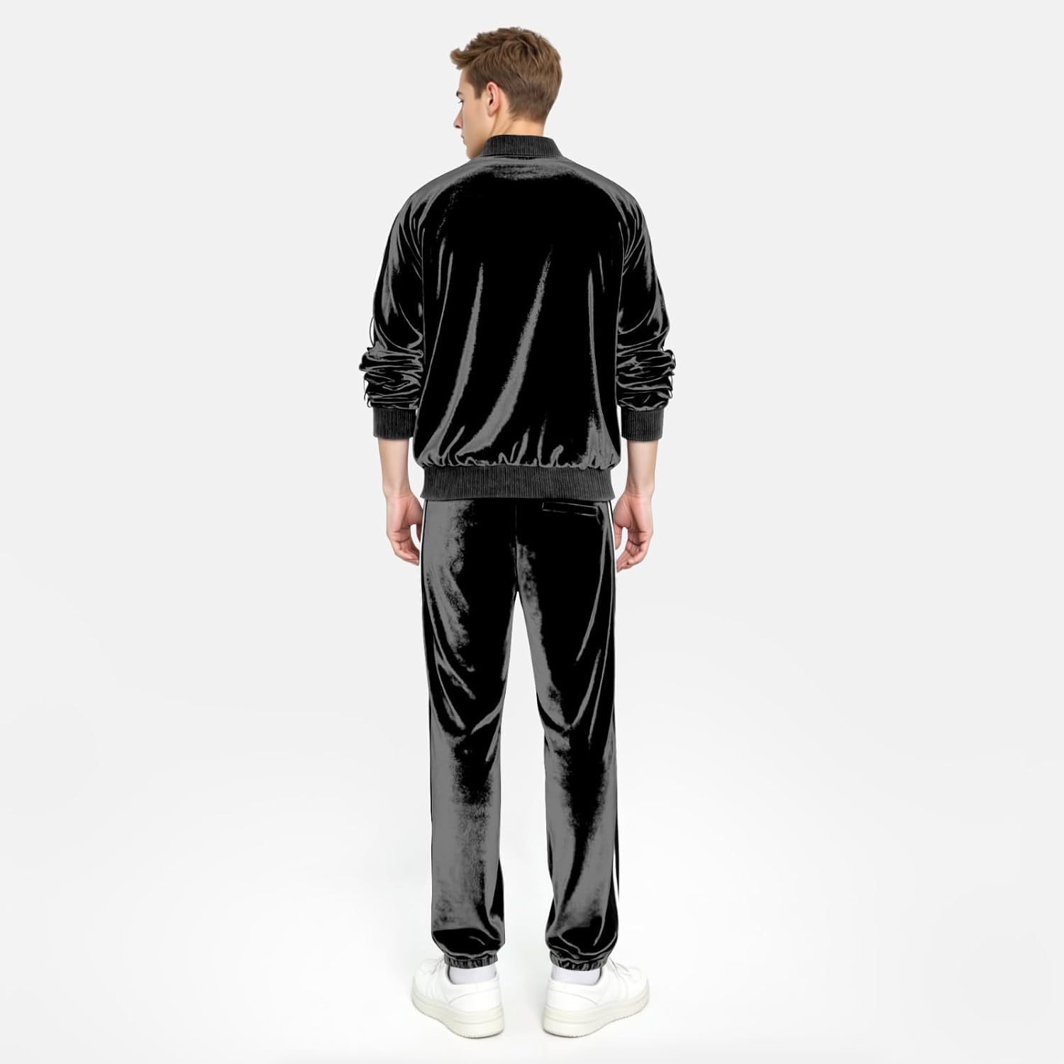 Heyfanee Mens Velour Tracksuits 2 Piece Set Full Zip Sweatsuit for Men Jogging Suits Velvet Jacket Pants Outfits - Image 3