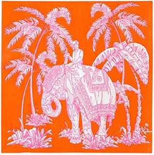 Talking Tables Elephant Napkins | Orange Paper Serviettes for Decoupage Moroccan Themed Party Decorations 20 Pack, Spice NPKINS
