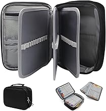 Pencil Case, 23 x 17 x 7 cm, School Pencil Case with 4 Compartments 72 Slots Large Capacity Detachable Pencil Case for Boys, Girls, Black, Simple