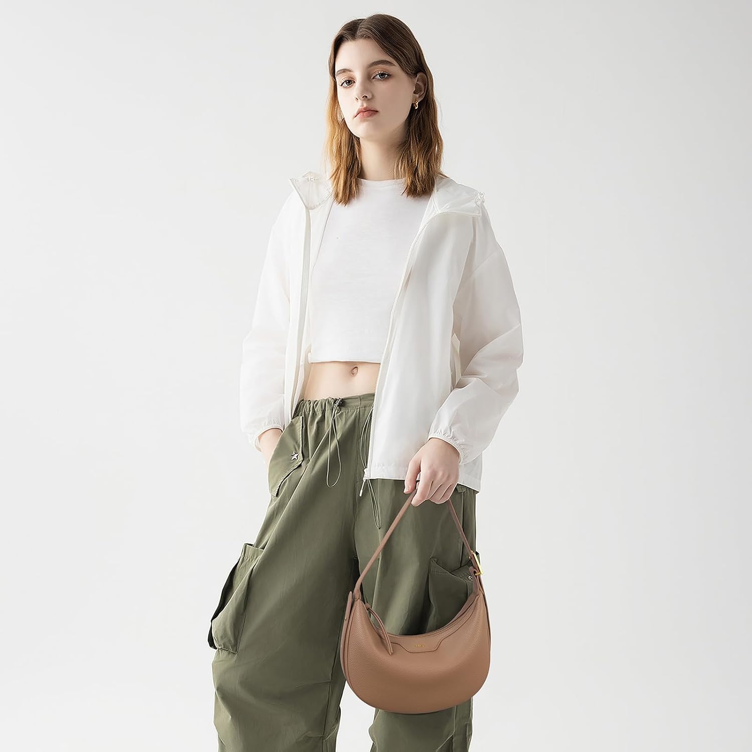 Keyli Crescent Shoulder Bag for Women Trendy Leather Crossbody Hobo Purse Vegan Clutch Handbag Adjustable Strap