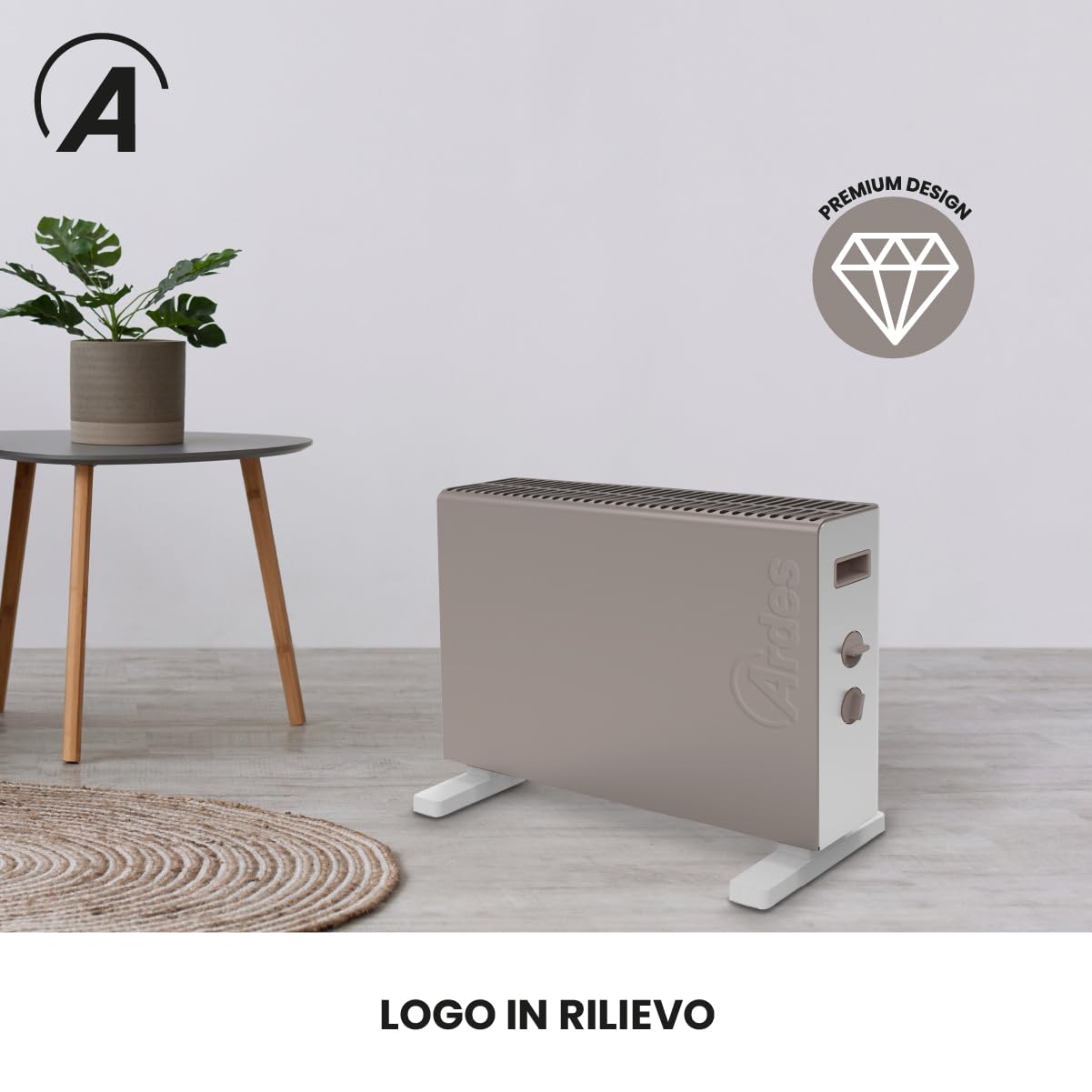 ARDES THOR T AR4C08T Convettore elettrico 2000 W con 3 livelli | termostato regolabile e funzione turbo per riscaldamento efficiente a basso consumo in ambienti domestici