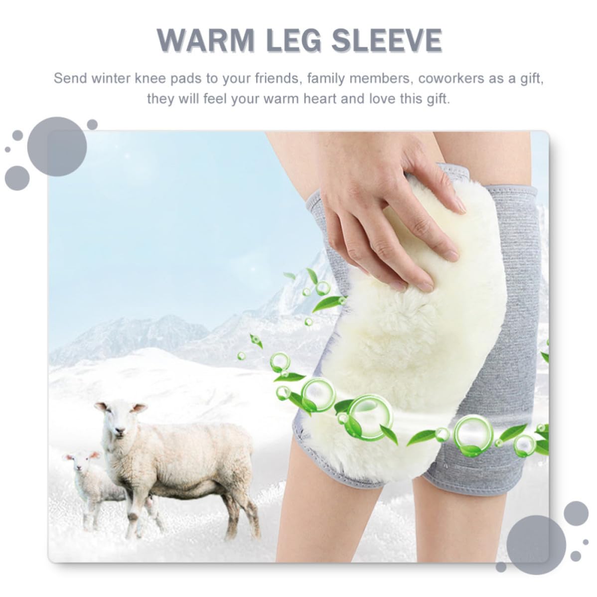 Abaodam Warme Beinstulpe Knieschutz aus Wolle und Latex für Winter