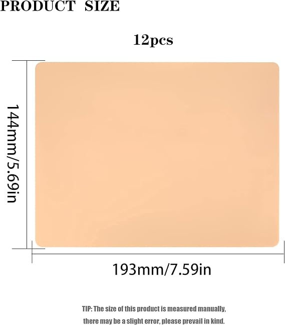 12 Pcs Blank Tattoo Practice Skin, 5.7x7.6 Double Sides Tattoo Skin Practice, Silicone Fake Tattooing Microblading Eyebrow Skins Sheets for Beginners