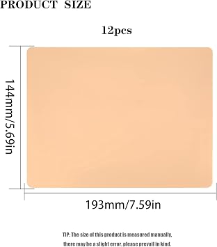 12 Pcs Blank Tattoo Practice Skin, 5.7x7.6 Double Sides Tattoo Skin Practice, Silicone Fake Tattooing Microblading Eyebrow Skins Sheets for Beginners