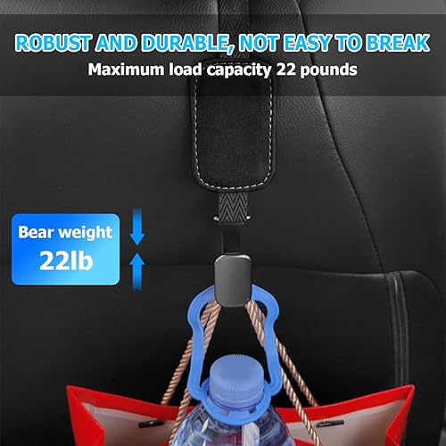 Miniatura 4 de AUCELI Gancho de gamuza para reposacabezas de asiento de automóvil, paquete de 2 ganchos para respaldo de asiento de automóvil, organizador de