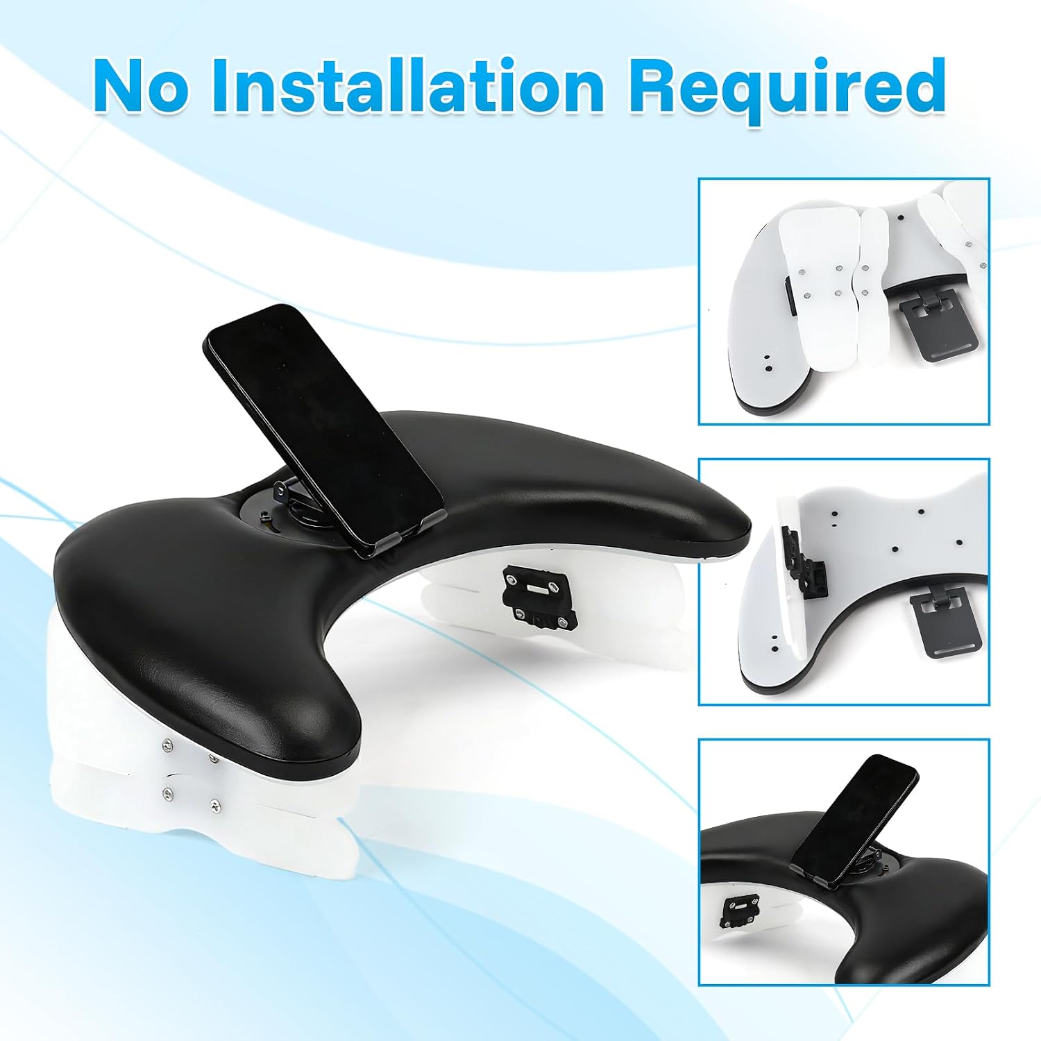 ANGNYA Arm Rest for Nails Tech with Adjustable Height and 360°Built-In Phone Holder, U-shaped Nail Tech Arm Rest Detachable Nail Tech Arm Rest Pillow Cushion for Salon and Home Use