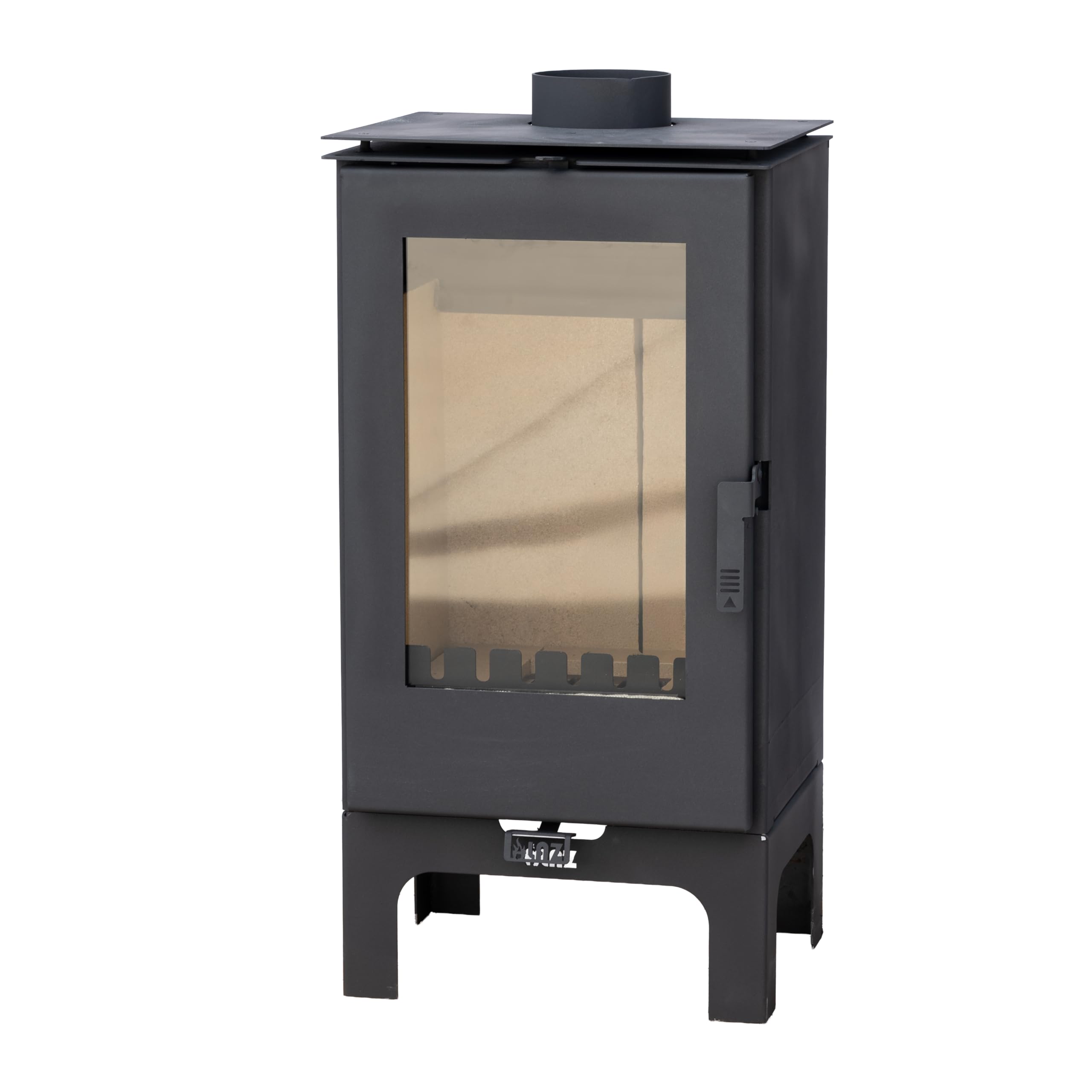 ALAZ K8M-L Kaminofen 9 kW – Holzofen Schwarz | Brennraum mit Schamott, großes Sichtfenster & Aschefach | Für Holzscheite bis 50 cm | Energieeffizienzklasse A