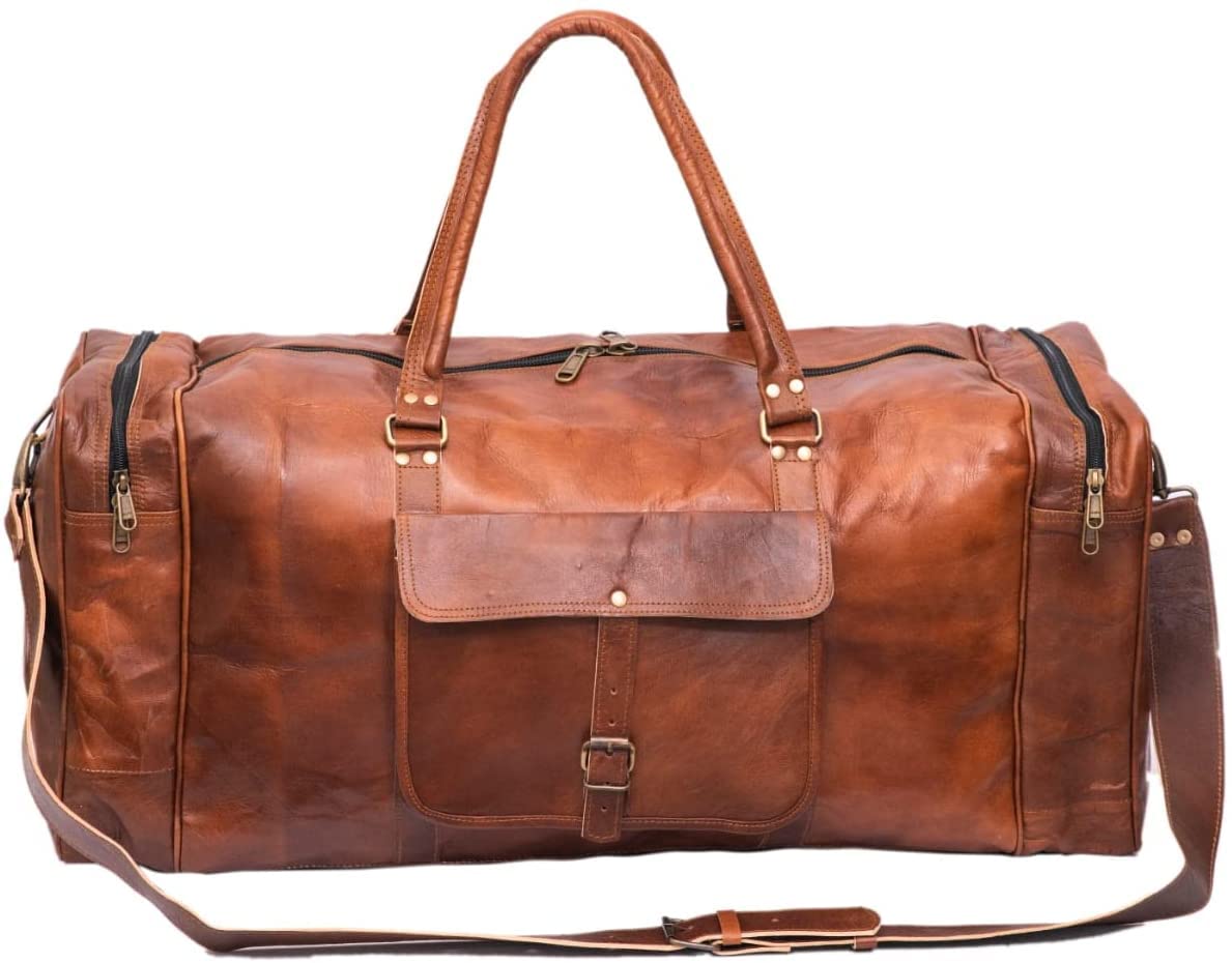 Orbit Art Gallery Leather Duffle Bag Weekend Bag Vacation Holidays Travel Bag Best Men Gift 28 Inches