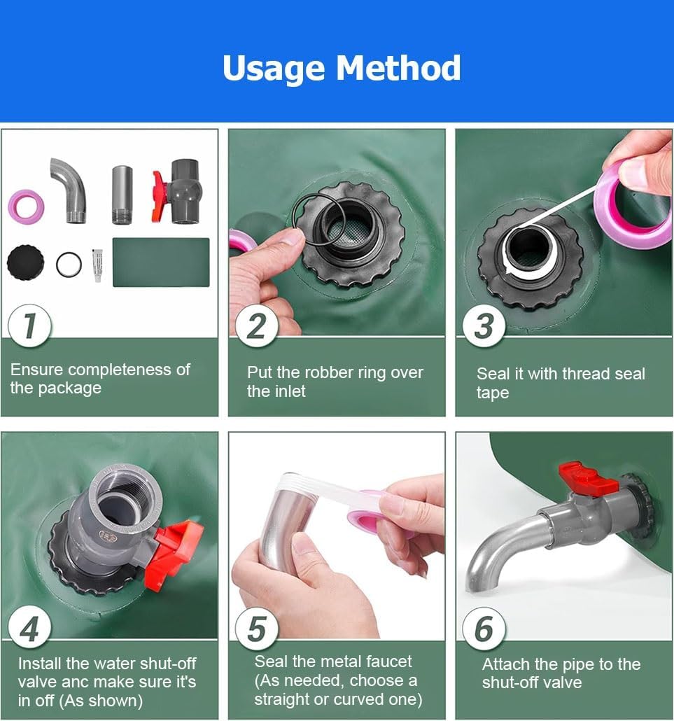 26-1320 Gal Food Grade Water Storage Bladder, Portable Emergency Water Tank, Foldable Soft Water Bag for Camping RV Garden(2.5x2x1m/5000L/1320.9gal)