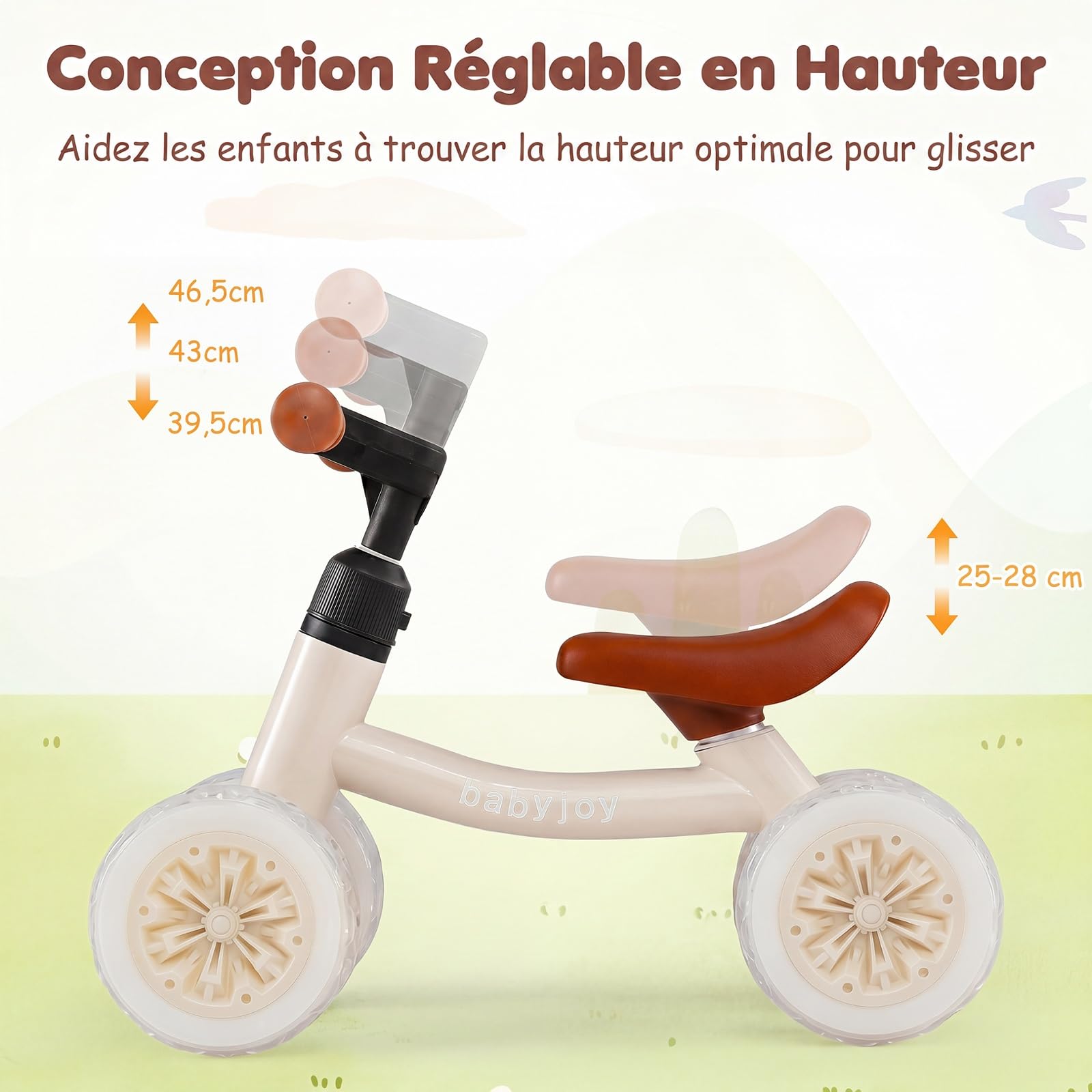 COSTWAY Draisienne Bébé 1-3 Ans avec 4 Roues Lumineuses, Cadeau