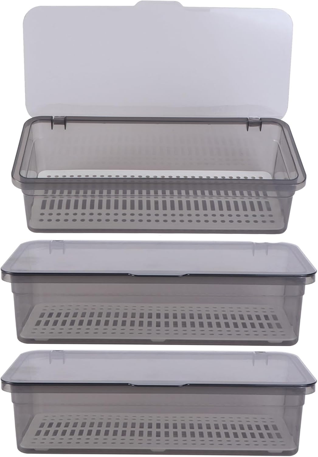 Cabilock 3Pcs Drawer Organizer Kitchen Utensils Holder Silverware Tray Flatware Organizers with Lid and Drainer for Countertop Home Travel Camp Dinnerware Holder 11x5x2.7Inch Spatula Cutlery Tray