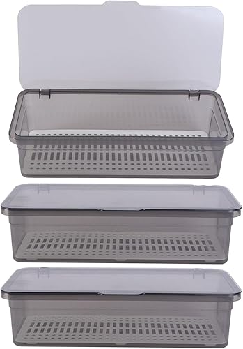 Miniatura 1 de Cabilock Bandeja organizadora de cajones con tapa, bandeja de drenaje para palillos, bandeja de cubiertos con tapa, contenedor de almacenamiento de