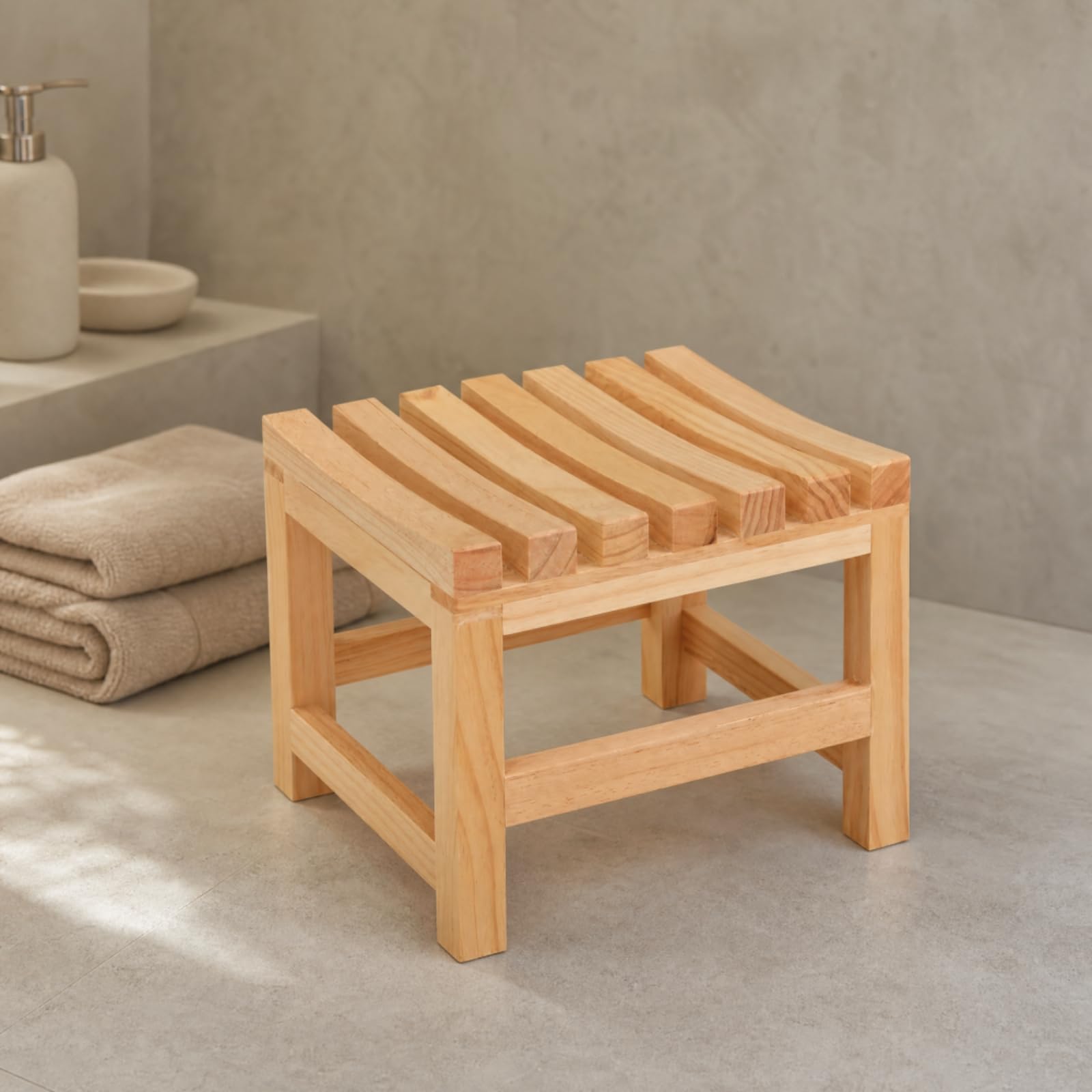 Sgabello con Seduta a Doghe Impermeabile Sgabello con Struttura Aperta e Rinforzi Antiscivolo Sedile da Doccia per Bagno, Toeletta Quotidiana, Begonia