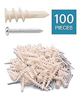 Vista 2 de IMScrews Juego de 100 anclajes de plástico autoperforantes para paneles de yeso con tornillos, kit de anclajes de pared con 50 tornillos/50 anclajes