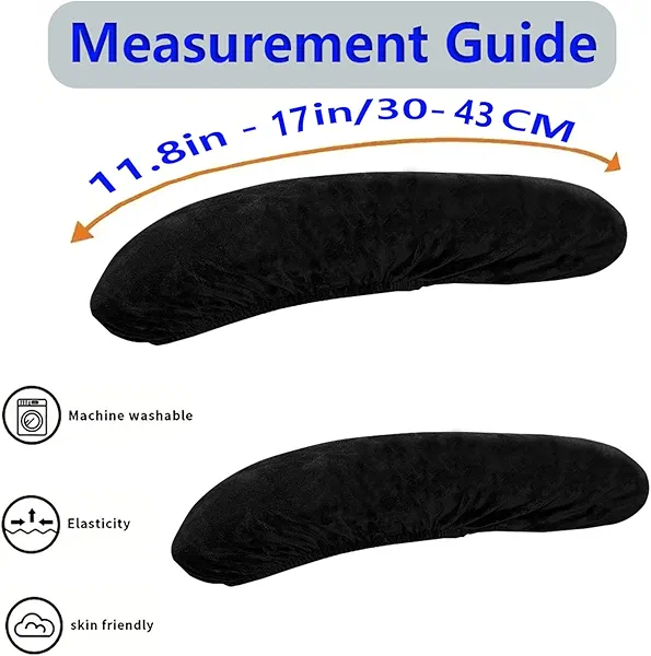 BAIDATONG Office Chair Arm Covers,Office Chair Arm Rest Cover Gaming Chair Armrest Covers (Black, 2Pcs/Set (10-13) x (2-4) x 1.9 inches)
