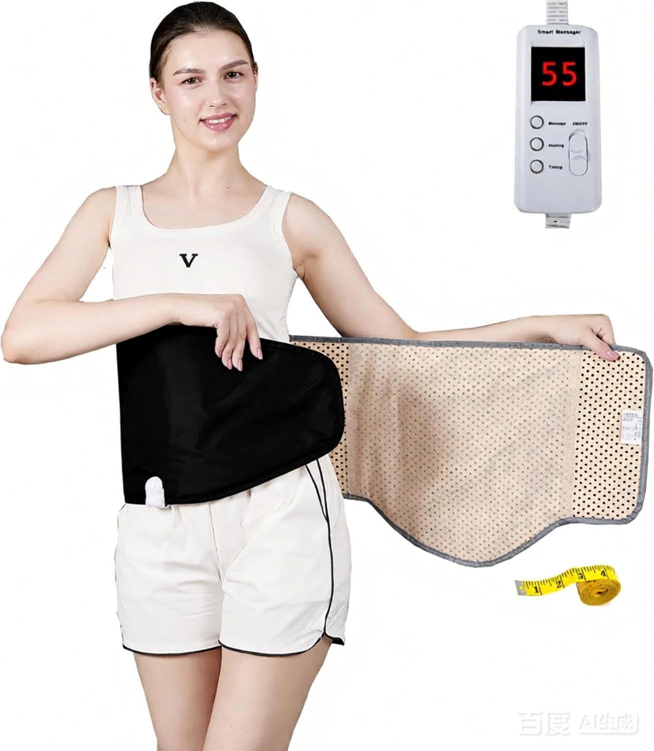 Ab Stimulator Muscle Toner, Abs Stimulator Abdominal Massage Belt with Heat for Belly Fat Burning & Cellulite Melting & Stomach Smooth Firming, Lower Back Massager for Women Men Pain Relief Gifts