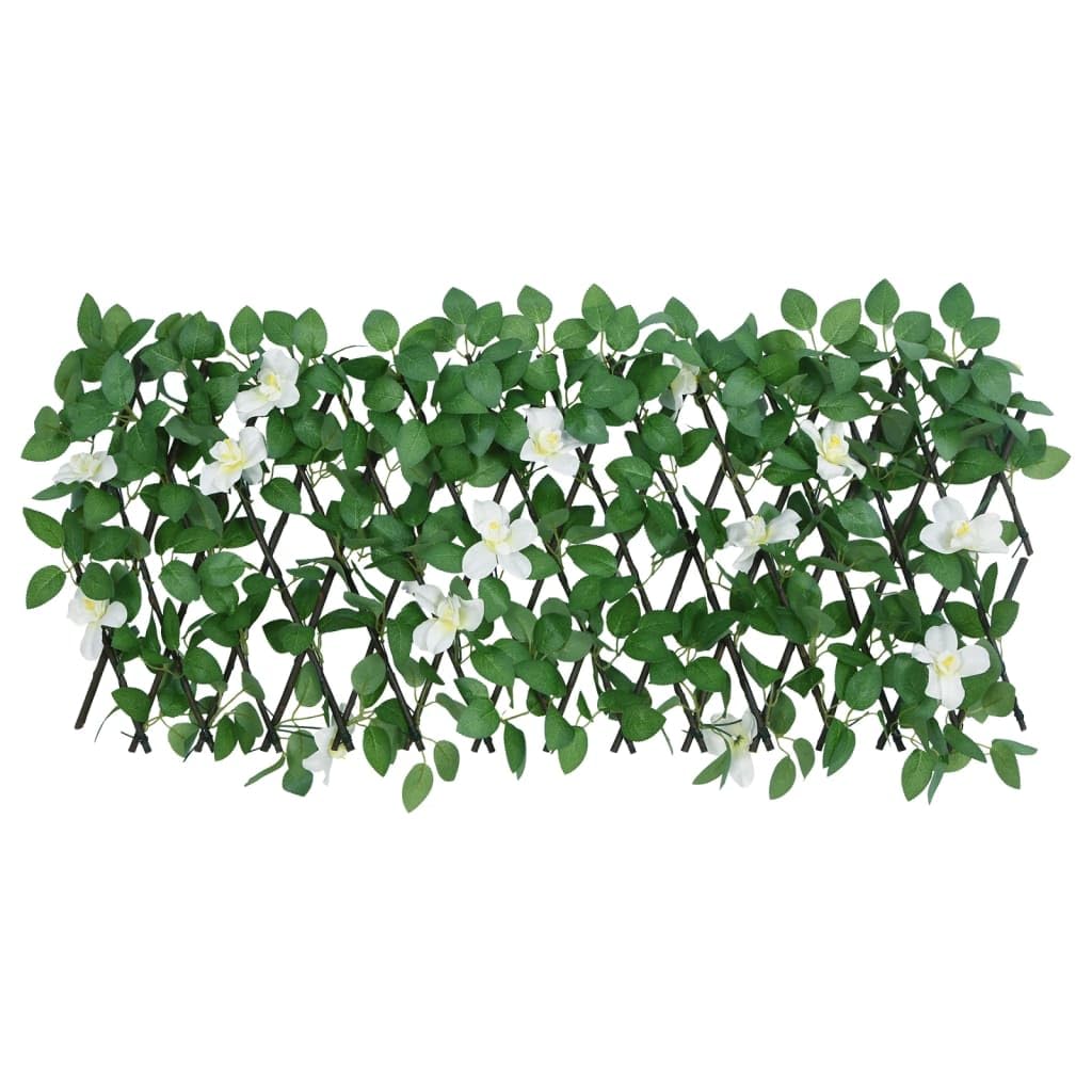 Enrejado De Hiedra Artificial, Extensible, PVC Y Madera, Privacidad Y Decoración, Celosías para Terraza Exterior, Celosía Extensible, Enrejado para Plantas Trepadoras, Verde, 20 x 40 cm - 180 x 30 cm