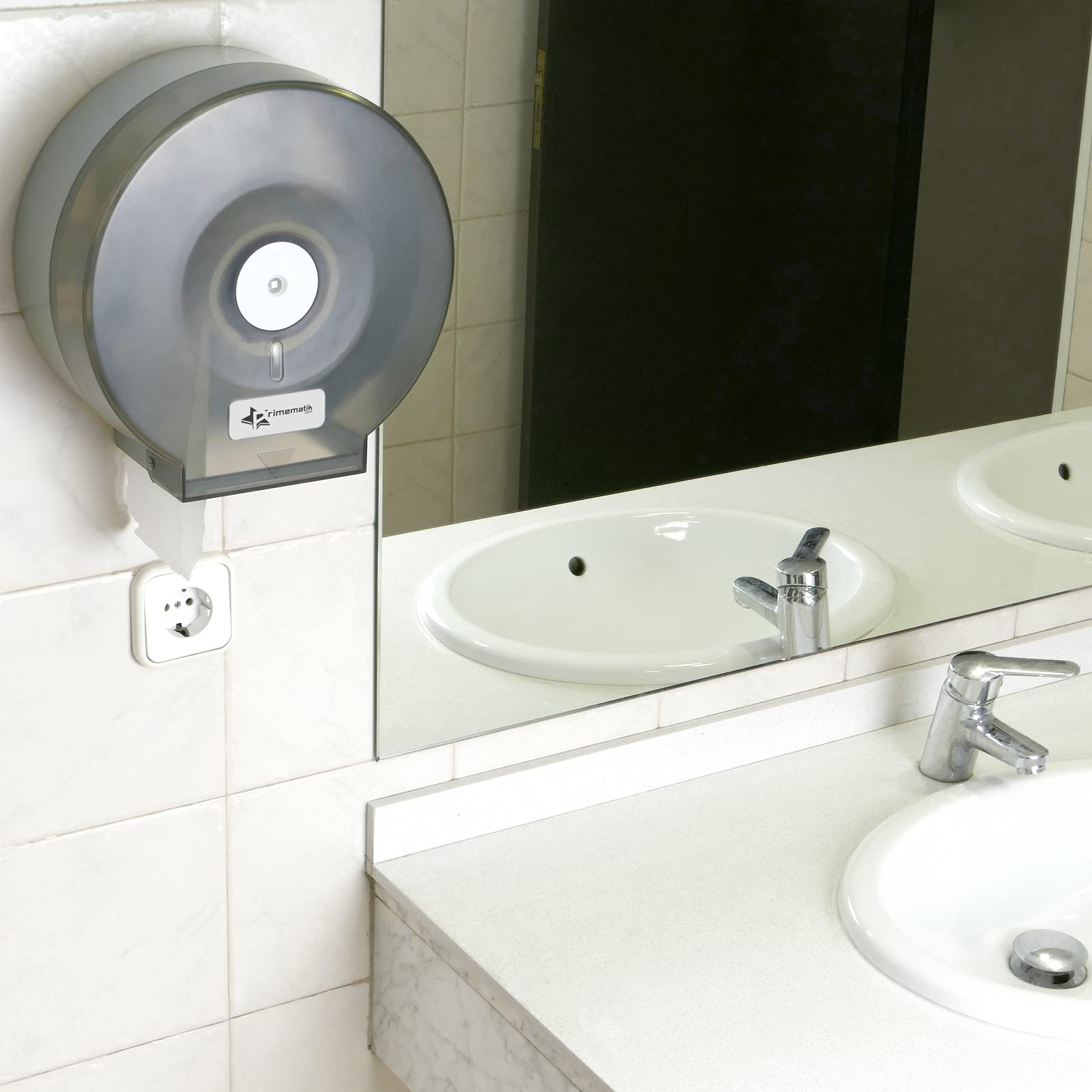 PrimeMatik Distributeur de Papier Toilette. Porte-Rouleau Industriel Noir pour Salle de Bain (KS041)