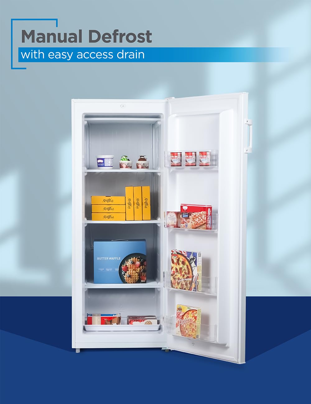 Black+Decker 10 Cu. Ft. Upright Freezer, Stand Up Freezer With Mechanical Temperature Control, Freezer Upright With 3 Shelves And 4 Door Bins, Manual Defrost, R600a Refrigerant, Buf1000lw, White on Fridge.com - View 5