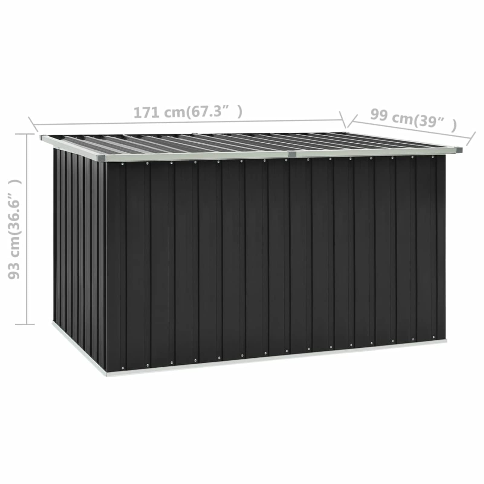 Gartenbox Metall Gartenbox wasserdicht XXL Auflagenbox Metall Aufbewahrungsbox Garten Outdoor Box Kissenbox für Garten-Anthrazit-171 x 99 x 93 cm