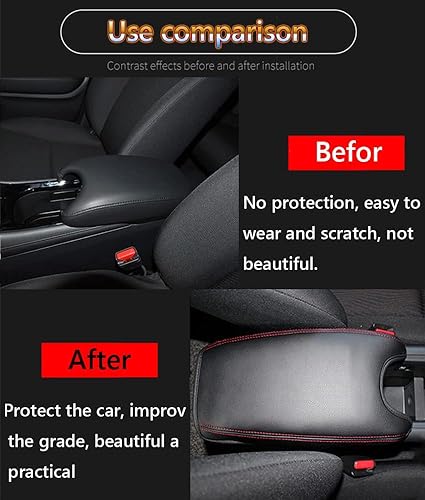 Miniatura 158 de Great-luck Leather Center Console Cover Armrest Pad,Protector Armrest Box Cover Accessories Keep Your Armrest in a More Comfortable Feeling(black