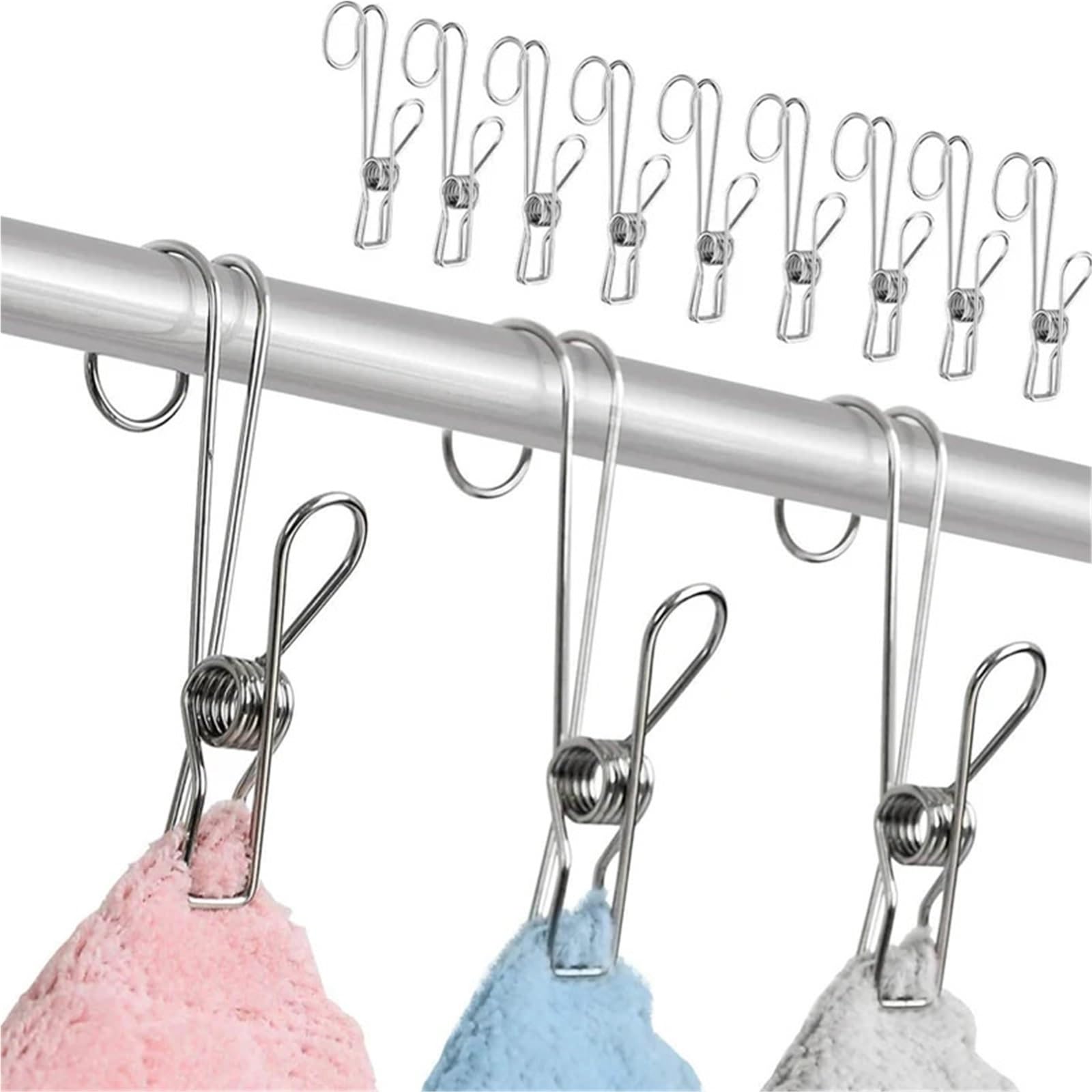 Clothes Pegs 30pcs 11cm Stainless Steel Clothes Pegs Laundry Storage clip Hooks Photo Clip Bathroom Clothespins Towel Clip Kitchen Organizer Holder Rack