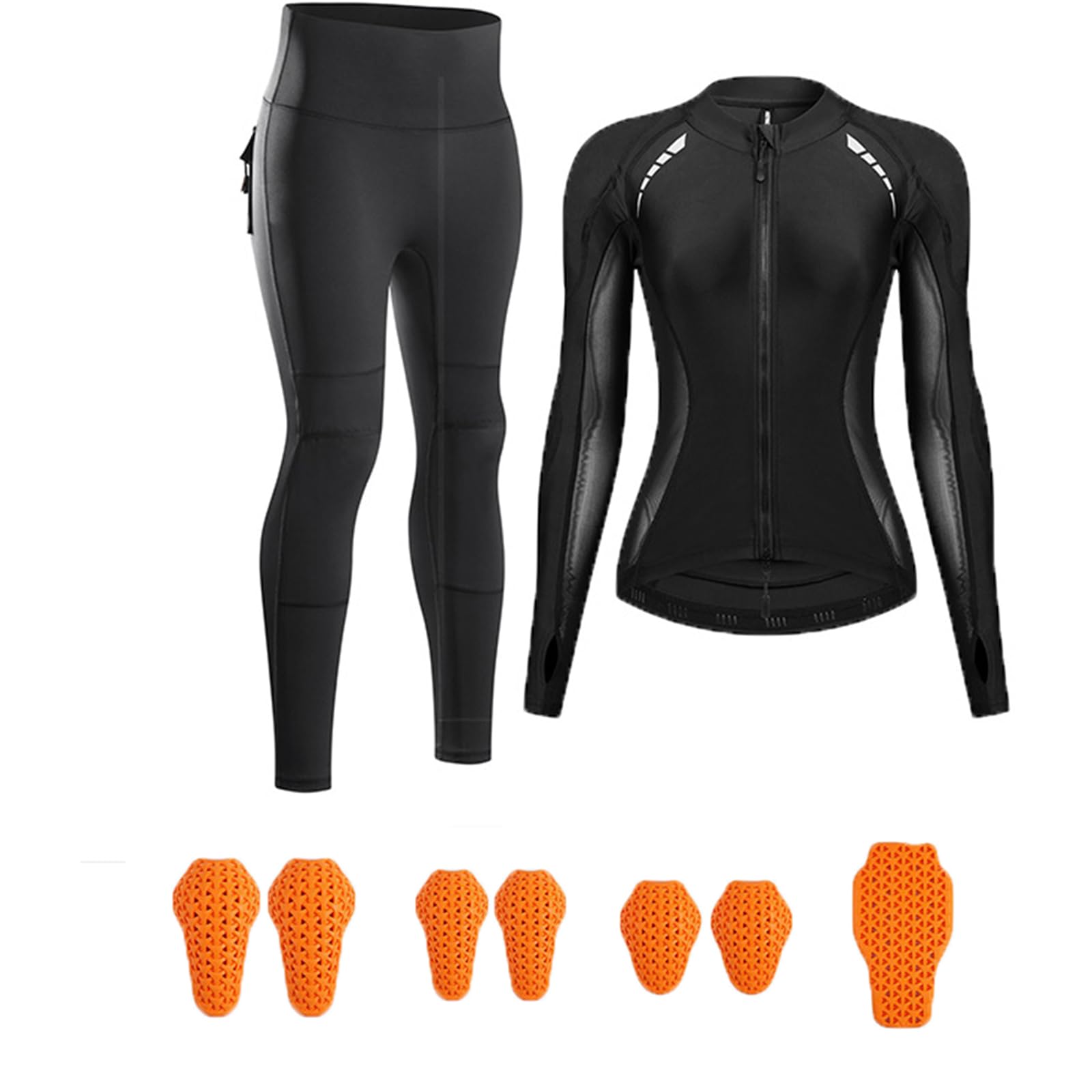 Damen-Sommer-Motorradprotektorenanzug, CE-Level-2-zertifizierte Jacke und Hose mit herausnehmbaren Protektoren, atmungsaktivem Mesh-Gewebe, Stretch-Cargo-Einsätzen 360°-Reflektoren
